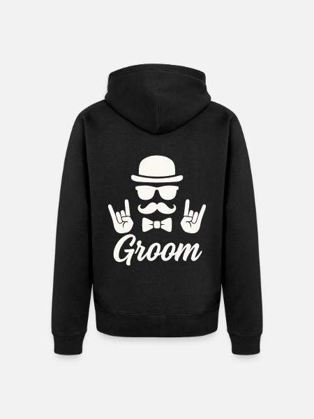 JGA Bräutigam Rockhand - Unisex Premium Bio Zip Hoodie - Schwarz