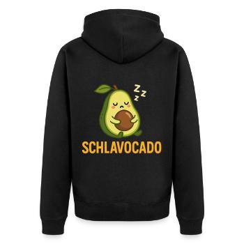 Schlavocado Avocado Schlafen Humor - Unisex Premium Bio Zip Hoodie - Schwarz - Hinten - Nico (187cm)