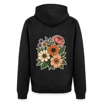 Bouquet floral vintage aquarelle - Veste à capuche bio Premium Unisexe - noir - Dos - Nico (187cm)