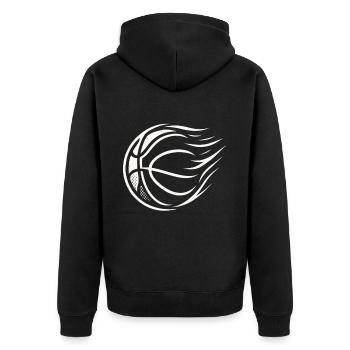 Basketball Flame Ball Design - Unisex Premium Organic Zip Hoodie - black - Back - Nico (187cm)