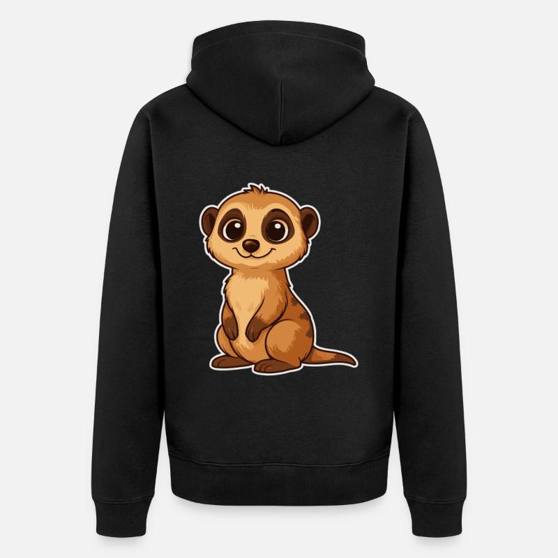 Mignon suricate dessin animé - Veste à capuche bio Premium Unisexe - noir
