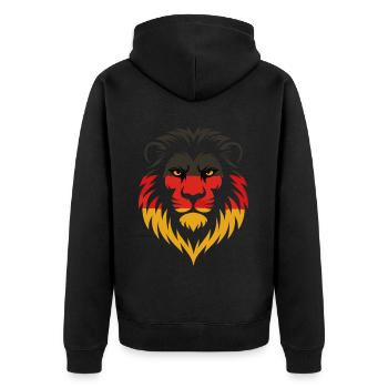 Lion in German Colors – Strength & Pride - Unisex Premium Organic Zip Hoodie - black - Back - Nico (187cm)