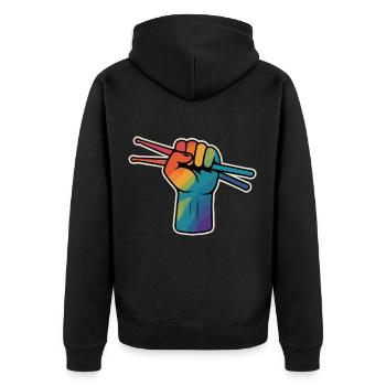 Puissance du batteur – Rainbow Fist - Veste à capuche bio Premium Unisexe - noir - Dos - Nico (187cm)