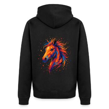 Cheval coloré – Art des éclaboussures de peinture - Veste à capuche bio Premium Unisexe - noir - Dos - Nico (187cm)