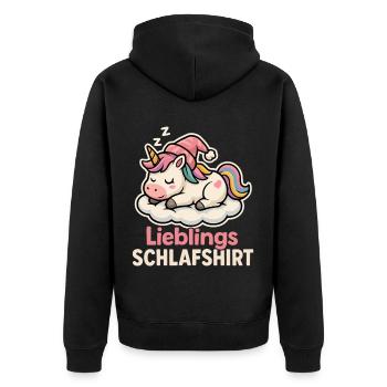 Chemise de nuit préférée – Unicorn Pyjama Design - Veste à capuche bio Premium Unisexe - noir - Dos - Nico (187cm)