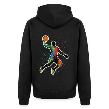 Basketball Splash Dunk – Color explosion in motion - Unisex Premium Organic Zip Hoodie - black - Back - Nico (187cm)