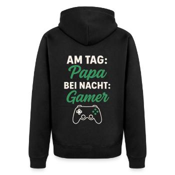 Dad by day, gamer by night | Funny Dad Gamer - Unisex Premium Organic Zip Hoodie - black - Back - Nico (187cm)