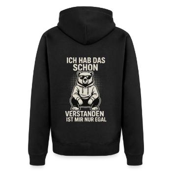 I got it – I just don't care | Funny - Unisex Premium Organic Zip Hoodie - black - Back - Nico (187cm)
