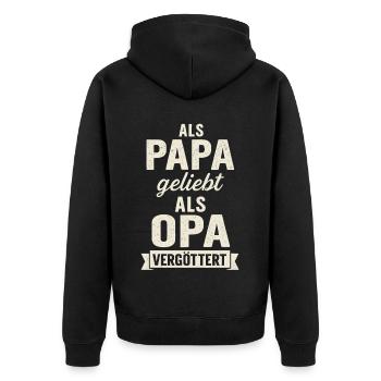 Dad loved, grandpa idolized – saying - Unisex Premium Organic Zip Hoodie - black - Back - Nico (187cm)