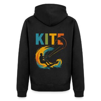 Motif Kitesurfeur | Style de cerf-volant coloré pour les sports nautiques - Veste à capuche bio Premium Unisexe - noir - Dos - Nico (187cm)
