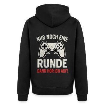 Nur noch eine Runde Gaming - Unisex Premium Bio Zip Hoodie - Schwarz - Hinten - Nico (187cm)