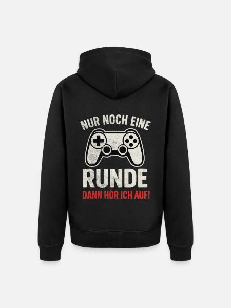 Nur noch eine Runde Gaming - Unisex Premium Bio Zip Hoodie - Schwarz