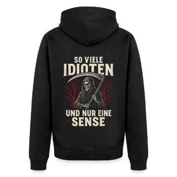 Tant d’idiots – et une seule faux - Veste à capuche bio Premium Unisexe - noir - Dos - Nico (187cm)