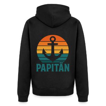 Papitän – The cool daddy captain - Unisex Premium Organic Zip Hoodie - black - Back - Nico (187cm)