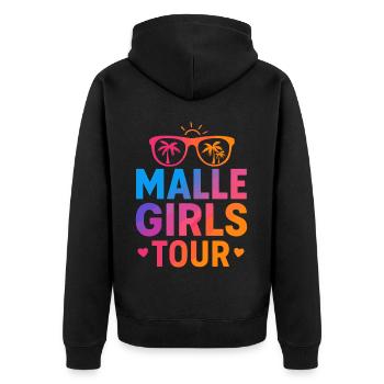 Malle Girls Tour – Partycrew Shirt - Unisex Premium Bio Zip Hoodie - Schwarz - Hinten - Nico (187cm)