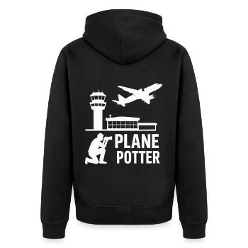 Plane – Aircraft Spotter Design - Unisex Premium Organic Zip Hoodie - black - Back - Nico (187cm)