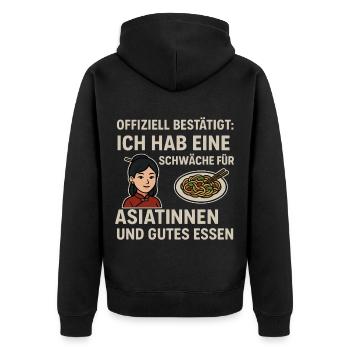Asiatinnen und gutes Essen - Unisex Premium Bio Zip Hoodie - Schwarz - Hinten - Nico (187cm)