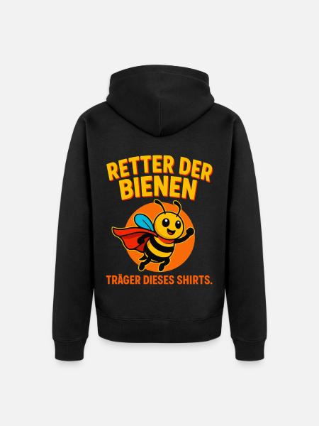 Retter der Bienen Superheld - Unisex Premium Bio Zip Hoodie - Schwarz