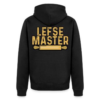 Lefse Master 7 - Unisex Premium Bio Zip Hoodie - Schwarz - Hinten - Nico (187cm)