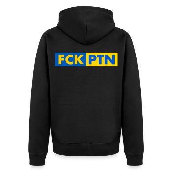 Fck ptn - Unisex Premium Bio Zip Hoodie - Schwarz - Hinten - Nico (187cm)