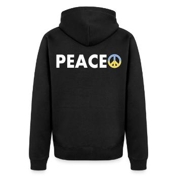 peace - Unisex Premium Bio Zip Hoodie - Schwarz - Hinten - Nico (187cm)
