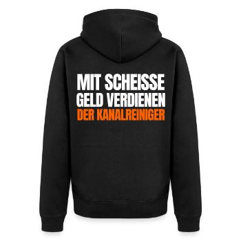 Kanalreiniger Abwasserspezialist Rohrreiniger - Unisex Premium Bio Zip Hoodie - Schwarz - Hinten - Nico (187cm)
