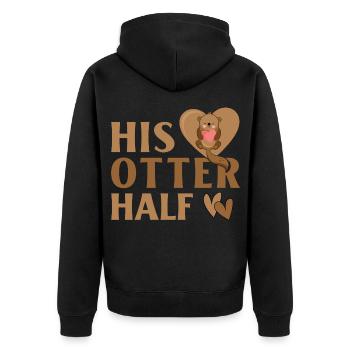 His Otter Half - Unisex Premium Bio Zip Hoodie - Schwarz - Hinten - Nico (187cm)