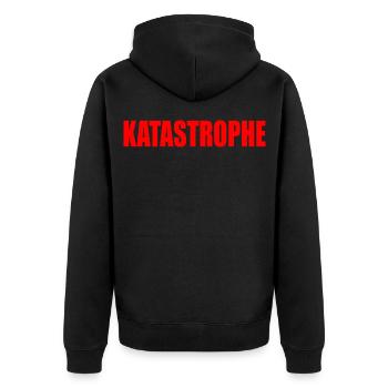 Katastrophe - Unisex Premium Bio Zip Hoodie - Schwarz - Hinten - Nico (187cm)