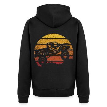 Monster Truck Retro - Unisex Premium Organic Zip Hoodie - black - Back - Nico (187cm)