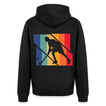 Feldhockey - Unisex Premium Bio Zip Hoodie - Schwarz - Hinten - Nico (187cm)