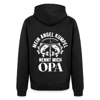 Opa und Enkel Angeln Angelbuddys. Geschenk für Opa - Unisex Premium Bio Zip Hoodie - Schwarz - Hinten - Nico (187cm)