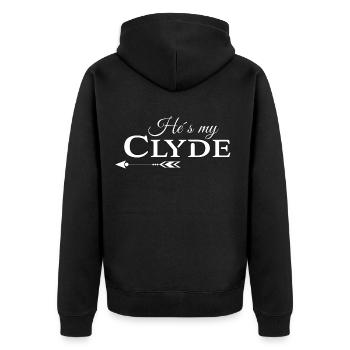 Bonnie & Clyde 2(part2) Partnerlook love Geschenk - Unisex Premium Bio Zip Hoodie - Schwarz - Hinten - Nico (187cm)