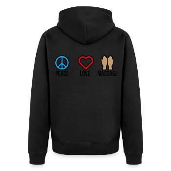 Peace Love Massage 2 - Unisex Premium Organic Zip Hoodie - black - Back - Nico (187cm)