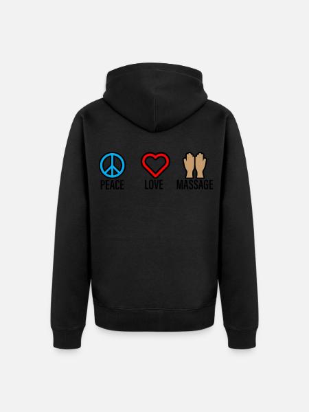 Peace Love Massage 2 - Unisex Premium Organic Zip Hoodie - black