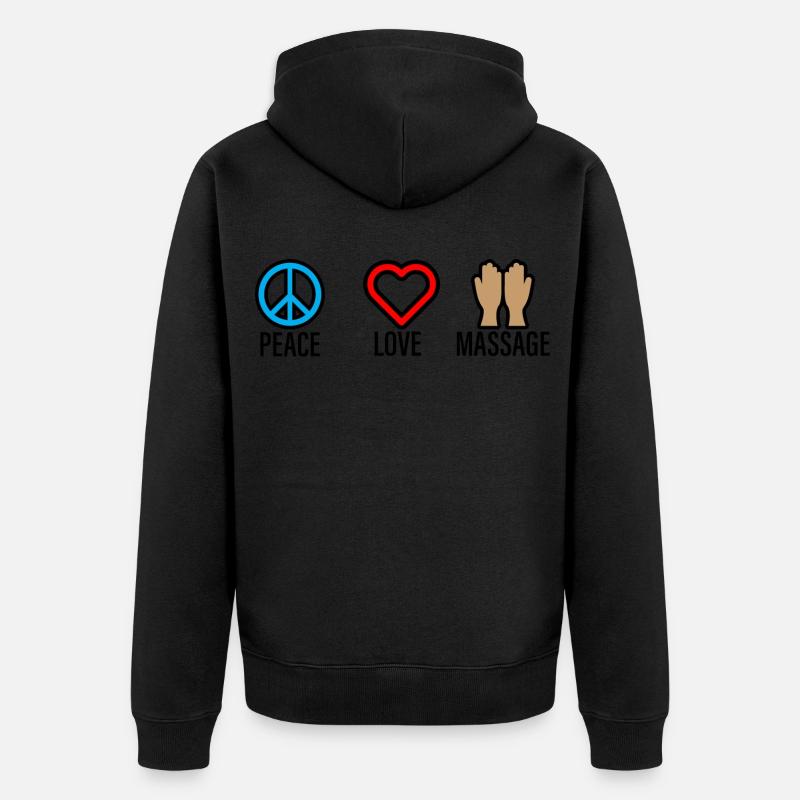 Peace Love Massage 2 - Unisex Premium Bio Zip Hoodie - Schwarz