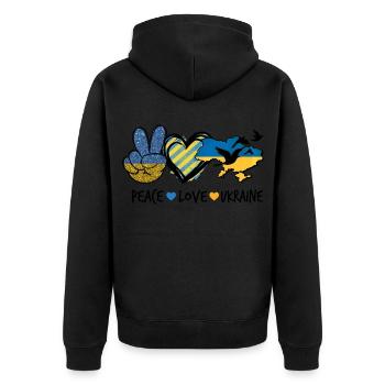 Paix amour Ukraine - Veste à capuche bio Premium Unisexe - noir - Dos - Nico (187cm)