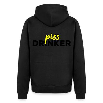 Piss Drinker 16 - Unisex Premium Bio Zip Hoodie - Schwarz - Hinten - Nico (187cm)