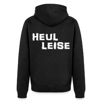 Heul Leise - Unisex Premium Bio Zip Hoodie - Schwarz - Hinten - Nico (187cm)