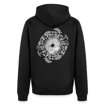 Champignon Iris Mycologie Spore Print - Veste à capuche bio Premium Unisexe - noir - Dos - Nico (187cm)