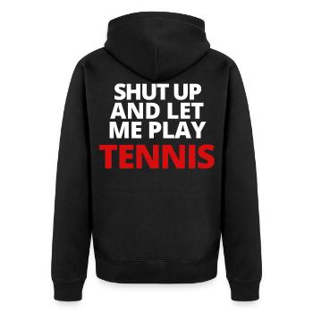 tennis / Tennis / Tennis spieler / Tennis Spielen - Unisex Premium Bio Zip Hoodie - Schwarz - Hinten - Nico (187cm)