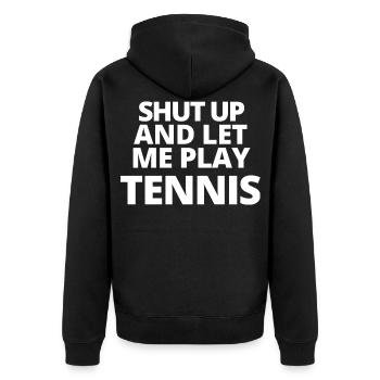 tennis / Tennis / Tennis spieler / Tennis Spielen - Unisex Premium Bio Zip Hoodie - Schwarz - Hinten - Nico (187cm)