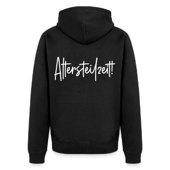 Arbeitszeit reduzieren Alter Arbeit Altersteilzeit - Unisex Premium Bio Zip Hoodie - Schwarz - Hinten - Nico (187cm)