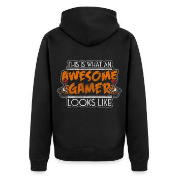Computer arcade - Unisex Premium Organic Zip Hoodie - black - Back - Nico (187cm)