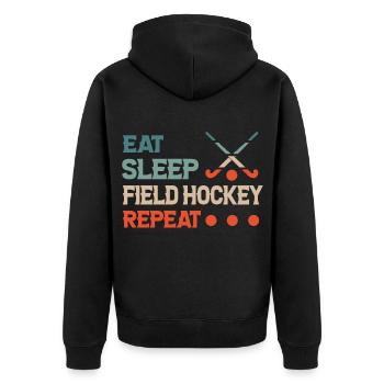 Manger dormir Hockey sur gazon Répéter - Veste à capuche bio Premium Unisexe - noir - Dos - Nico (187cm)