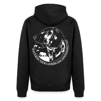 BAYERISCHER GEBIRGSSCHWEIßHUND Jagdhunde Wilsigns - Unisex Premium Bio Zip Hoodie - Schwarz - Hinten - Nico (187cm)