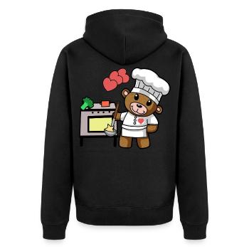 Teddy Bear Chef Cooking Culinary Arts Restaurant Kitchen - Unisex Premium Organic Zip Hoodie - black - Back - Nico (187cm)