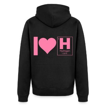 J’adore les dictons hydrogène carburant hydrogène - Veste à capuche bio Premium Unisexe - noir - Dos - Nico (187cm)