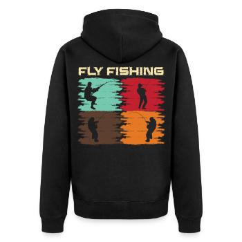 Fly Fishing Fishing Fish Angler Angel Gift - Unisex Premium Organic Zip Hoodie - black - Back - Nico (187cm)