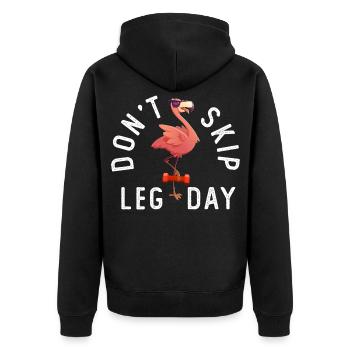 Don't Skip Leg Day - Unisex Premium Bio Zip Hoodie - Schwarz - Hinten - Nico (187cm)
