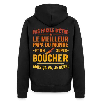Papa boucher cadeau fête des pères Noël - Veste à capuche bio Premium Unisexe - noir - Dos - Nico (187cm)